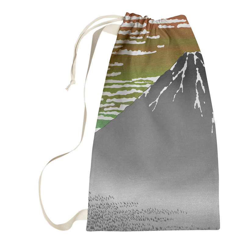 Katsushika Hokusai Fabric Laundry Bag with Handles, Large (76.5" H x 29.5" W x 1.5" D), Red/Green
