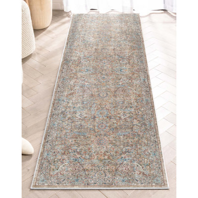 Tapis oriental bleu / brun tissé à la machine