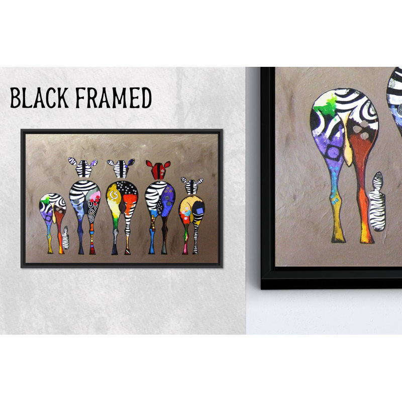 Impression sur toile imprimée: décoration murale abstraite graffiti zèbre, 1P BlackFramedCanves, H: 47,3 po x l: 82,7 po
