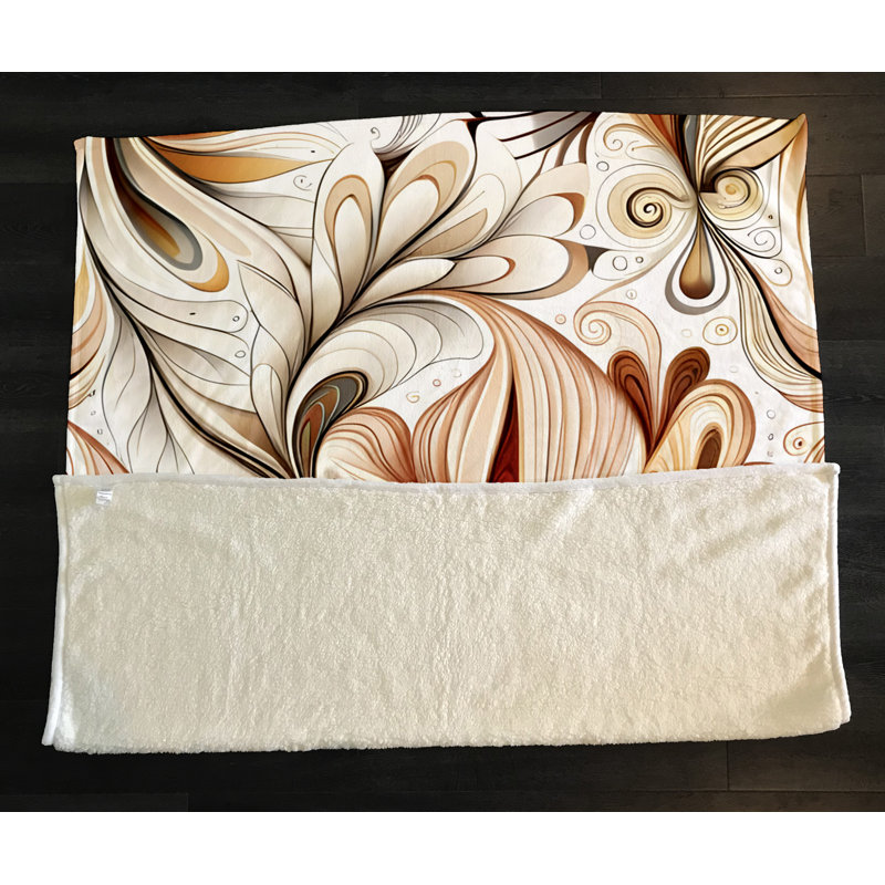 Throw Blanket, 51" W x 60" L, Floral/Abstract, Red/Tan/Orange