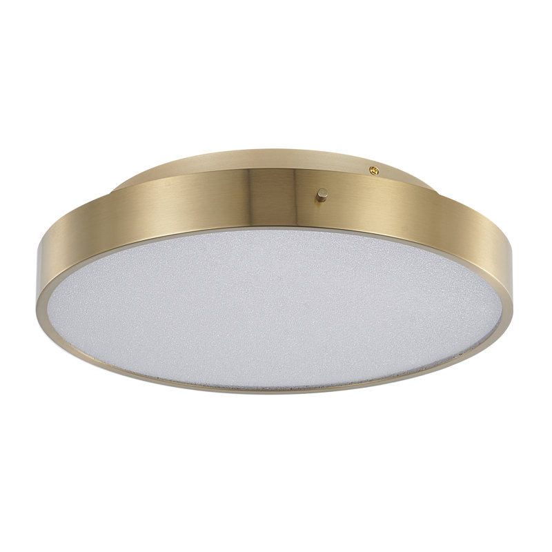 Plafonnier encastré rond 1 lumière DEL Chrome, Laiton