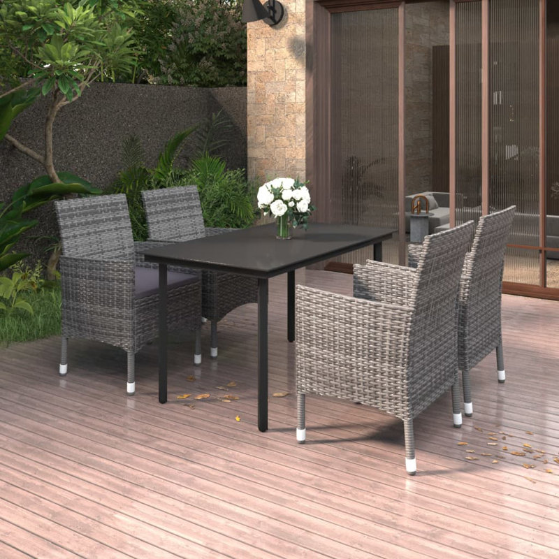 Rectangular 55.1" Long Dining Set with Cushions, Gray, Gray, 4