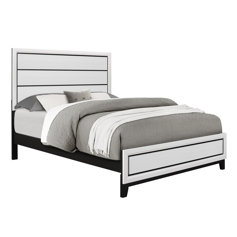 Lit très grand Mirage - blanc - 4 lattes, du plancher à la tête de lit, en bois d'hévéa de 79,55 po Profond, produit