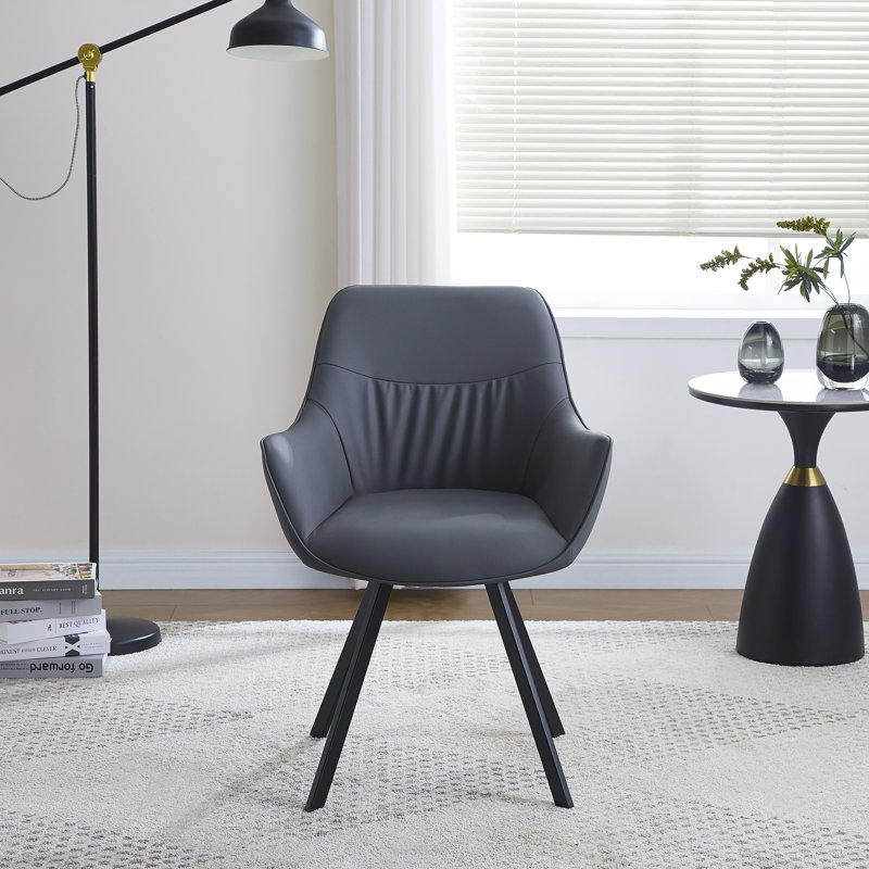 Thane 48cm H Upholstered Metal Upholstered Back Armchair, Dark Grey