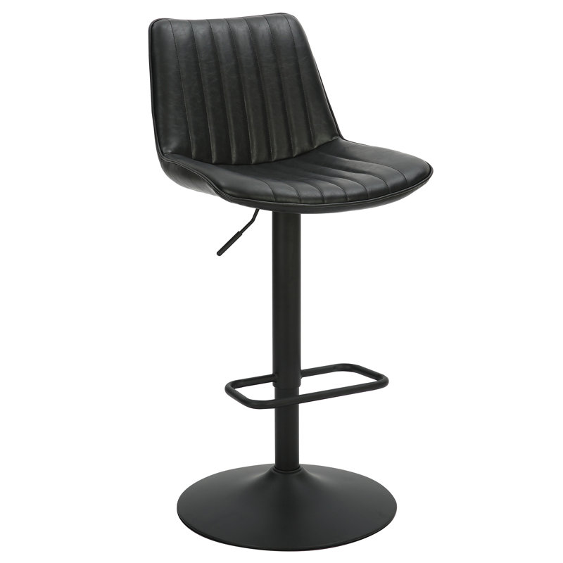 Tabouret ajustable moderne en similicuir et métal, ensemble de 4, Noir, noir, noir, noir