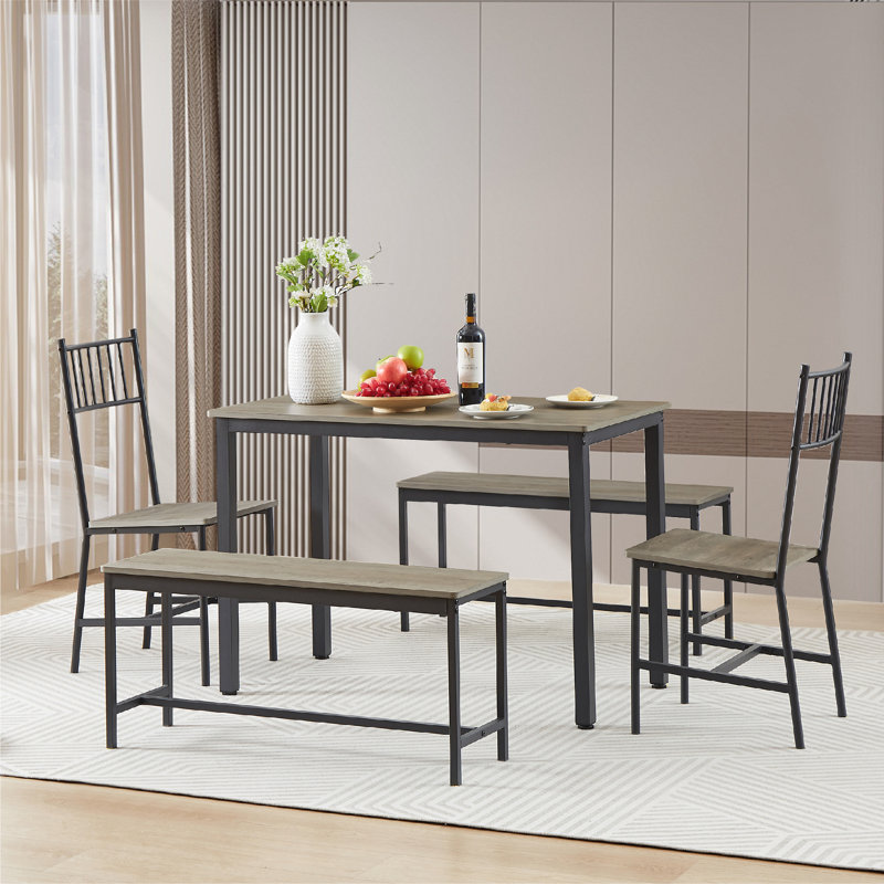 Brennah 6 - Person Four Leg Dining Set, Gray