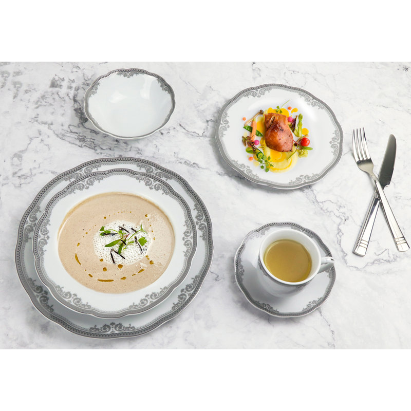 Service de table Lorren Home Trens, Blanc / argenté, 57