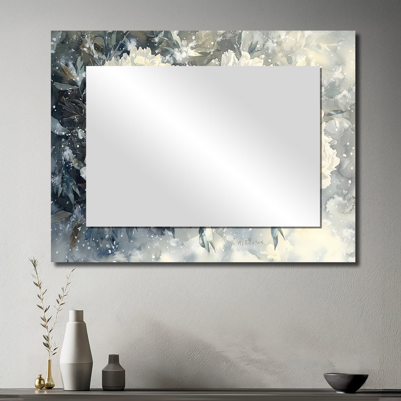 Neige drapée de pivoine Blooms II - miroir pivoines pour décoration murale - imprimé sur métal, 30" x 40"