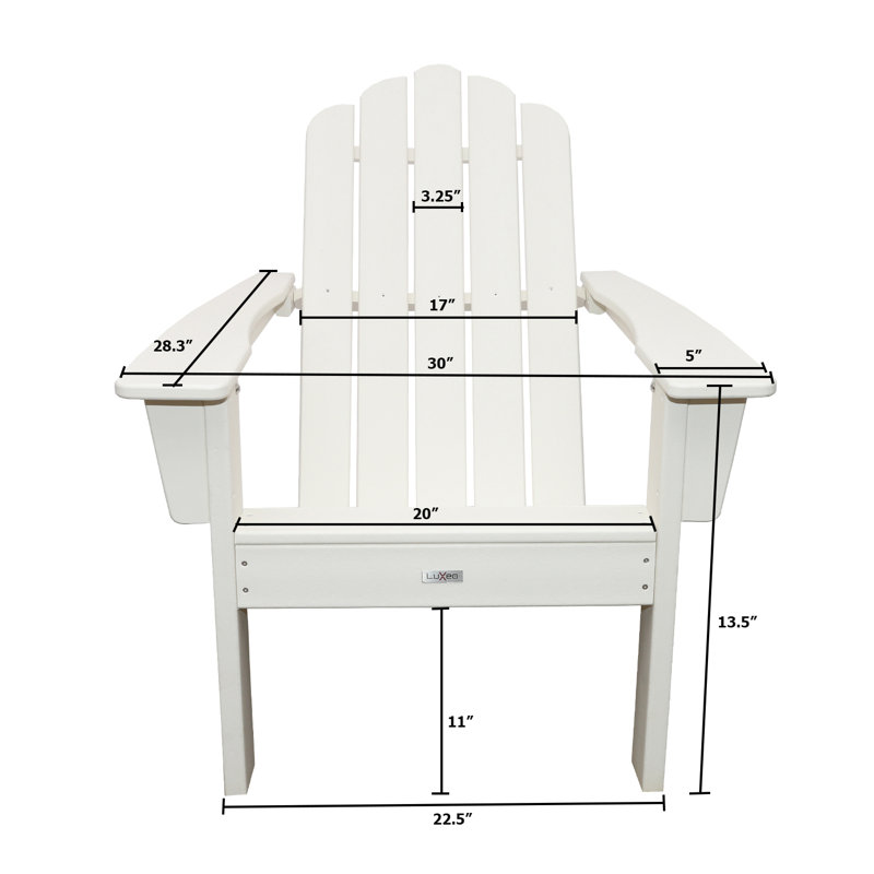 Chaise Adirondack d'extérieur en PEHD LuXeo Marina, Blanc