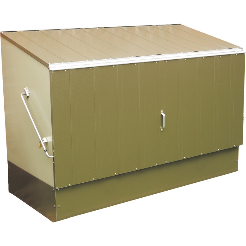 Green Metal Horizontal Bike Shed with Lift Door