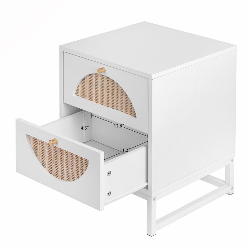 Table de chevet 2 tiroirs Cohin, Blanc, Ensemble de 2