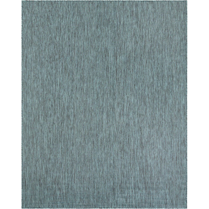 Tapis intérieur / extérieur turquoise Santina, Rectangle 7 pi 10 po x 10 pi