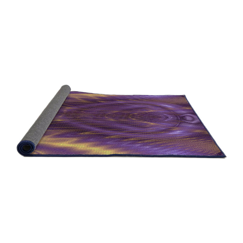 Laine tissée à la main en laine et polyester mauve Tapis décoratif, Rond 5 pi