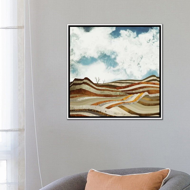 Desert Calm - impression d'art graphique, Aucun mat, H 26 po x l 26 po x P 1,5 po, Toile blanche encadrée