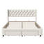 EU King (160x200cm) Velvet Storage Bed with Drawers, Smart LED Headboard with Nailhead Trim & USB Ports,  Beige