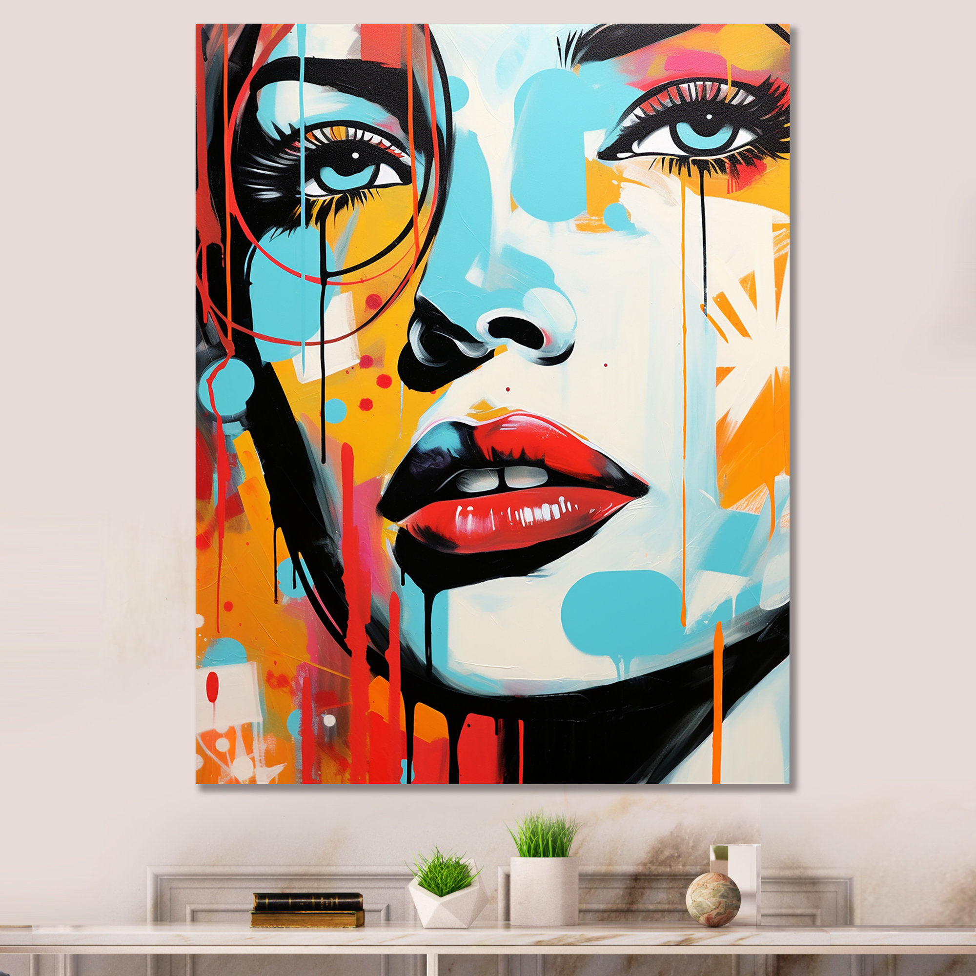 Corrigan Studio® Pop Art Blue And Orange Woman Portrait III - Modern ...