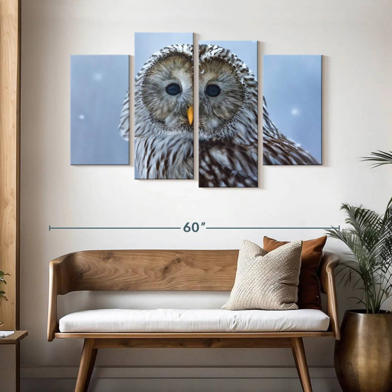 Brampt Ural Owl In Snow, 32'' H x 52'' W