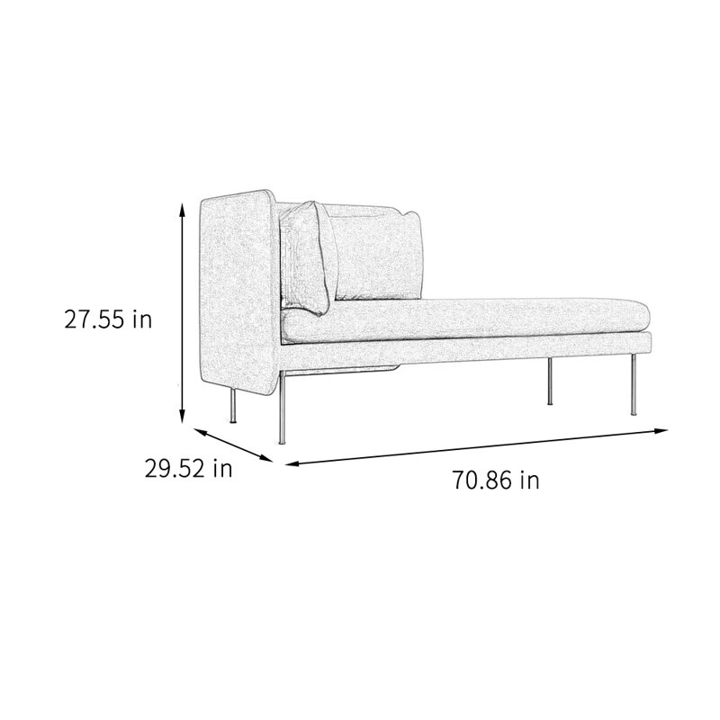 Chaise longue de loisirs simple et élégante, Jaune, Orienté à gauche (vu de face)