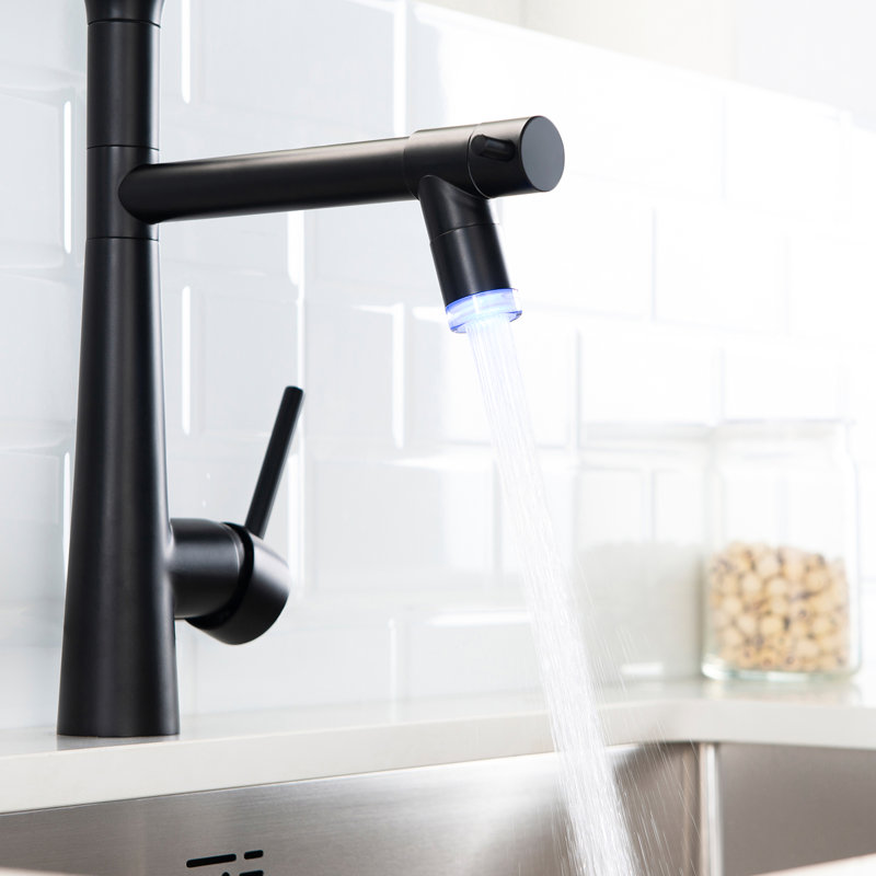 Single Handle Pull Down Kitchen Faucet - Heavy Duty Commercial Style, Matte Black With Pre-Rinse Spring Smooth Operation