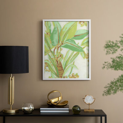 «Island Leaf Fresco I», reproduction encadrée - bois massif
