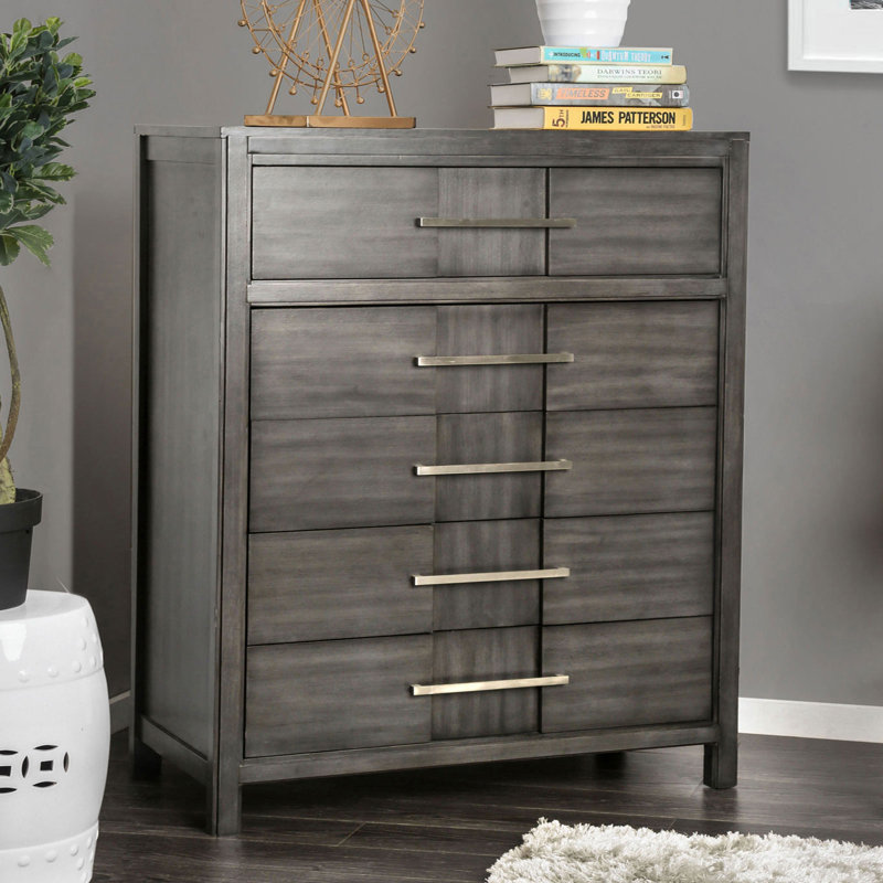 33.6'' W 5 - Drawer Chest In Gray, Gray
