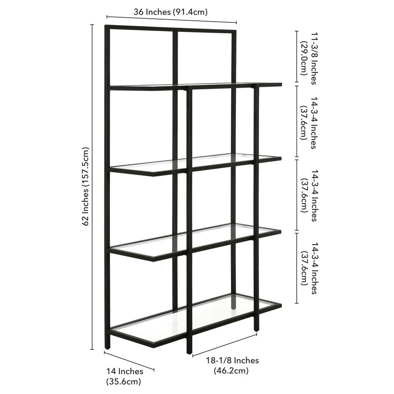 Davidjunior 157.48cm H x 91.44cm W Steel Standard Bookcase, Blackened Bronze
