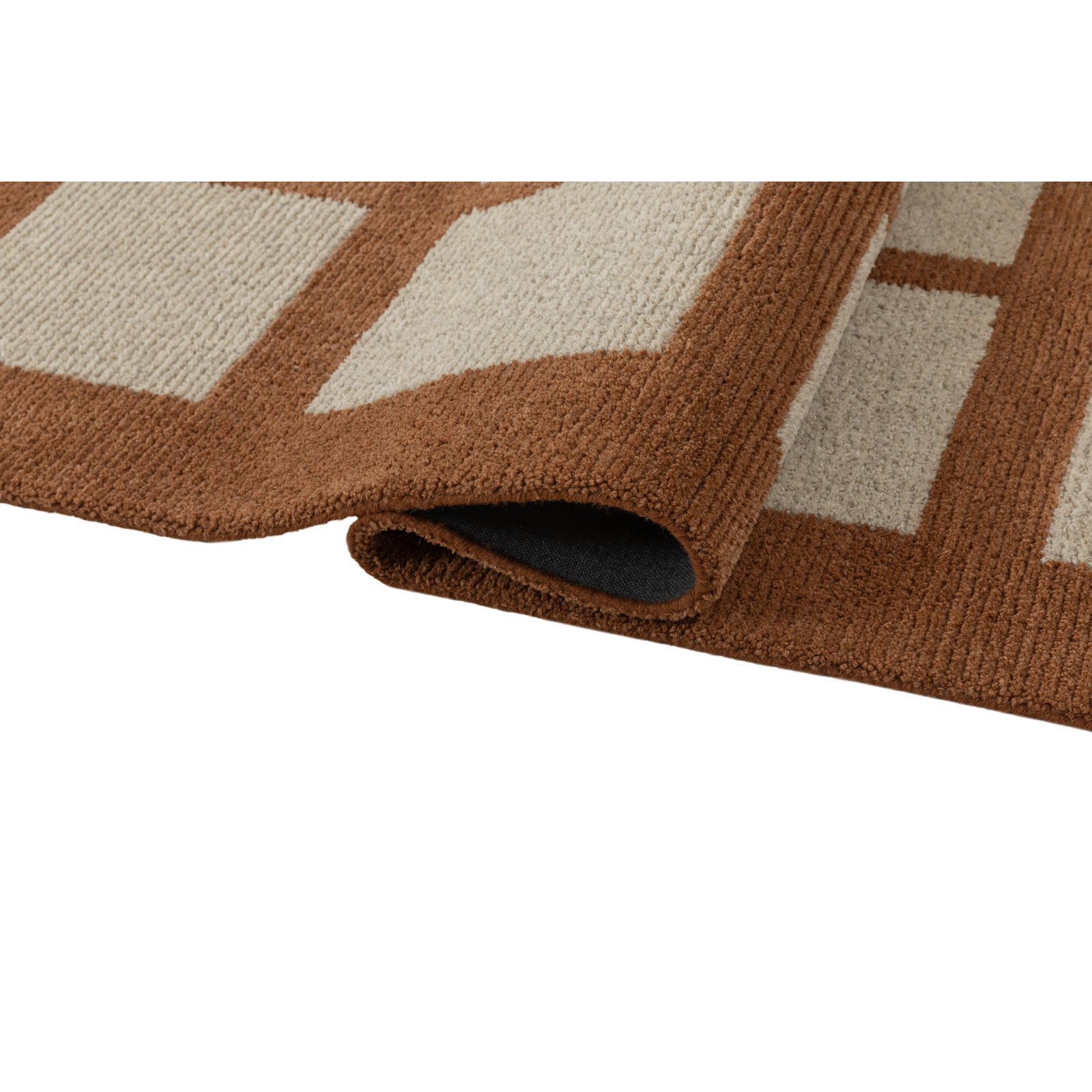 Hand-Tufted Geometric Wool Rug, 2'6x8', Orange