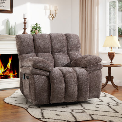 42.91" Wide Chenille Upholstered Power Lift Assist Recliner With 8-Point Massage, Lumbar Heat, USB & Type-C Charging