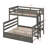 Twin XL Over Queen Bunk Bed With Trundle, Wooden Bed Frame With Ladder And Guardrail, Separated Into 3 Beds,-581121776