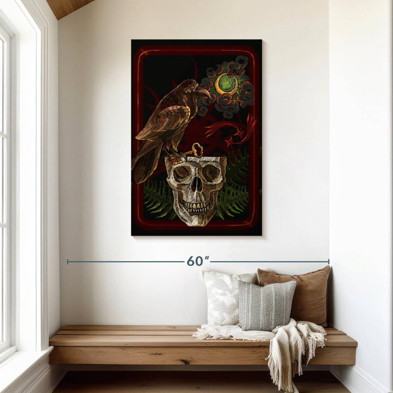 Hitzel Skull And Raven, 45" H x 30" W