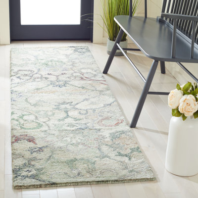 Tapis vert sauge / beige touffeté à la main Lineberger