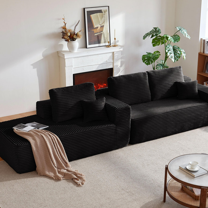 Couches rembourrées pour la chambre à coucher du salon, aucun assemblage requis, Noir