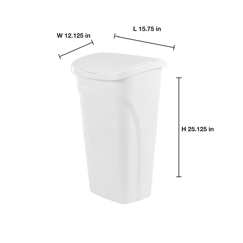 Poubelle de cuisine United Solutions, 10 gallons, paquet de 2, couvercle pivotant double, blanc