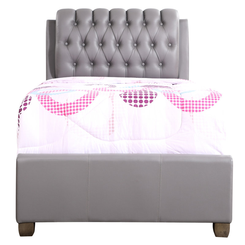 Lit simple gris contemporain - H 48 po x l 41 po de conception compacte pour une utilisation durable Assemblage facile Dimensions disponibles sans effort