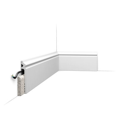 Plastic 0.875" Thick x 5.375" Wide x 78.75" Length Wall Base In White