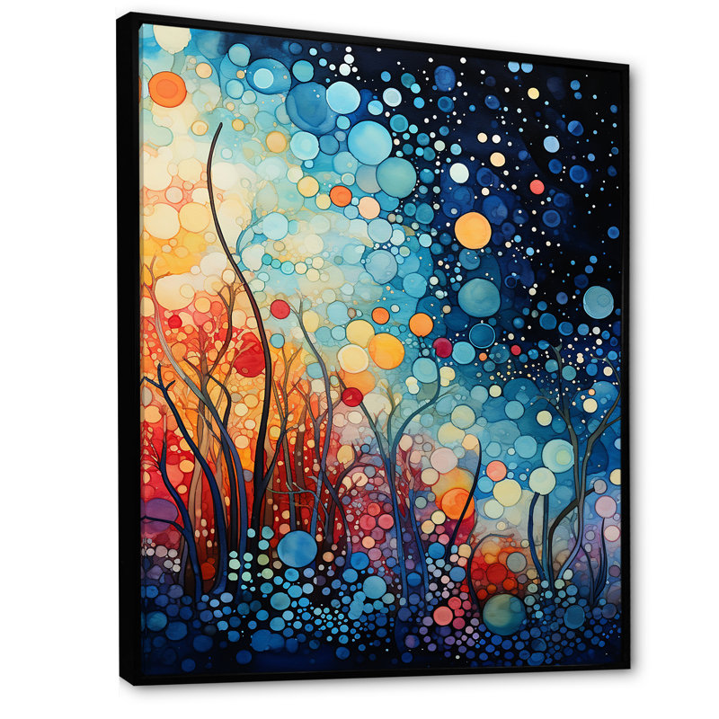 «Colorful Ink River Microscopic Fantasia 5 - Abstract Shapes», art mural, Cadre flottant noir, H 32 po x l 16 po