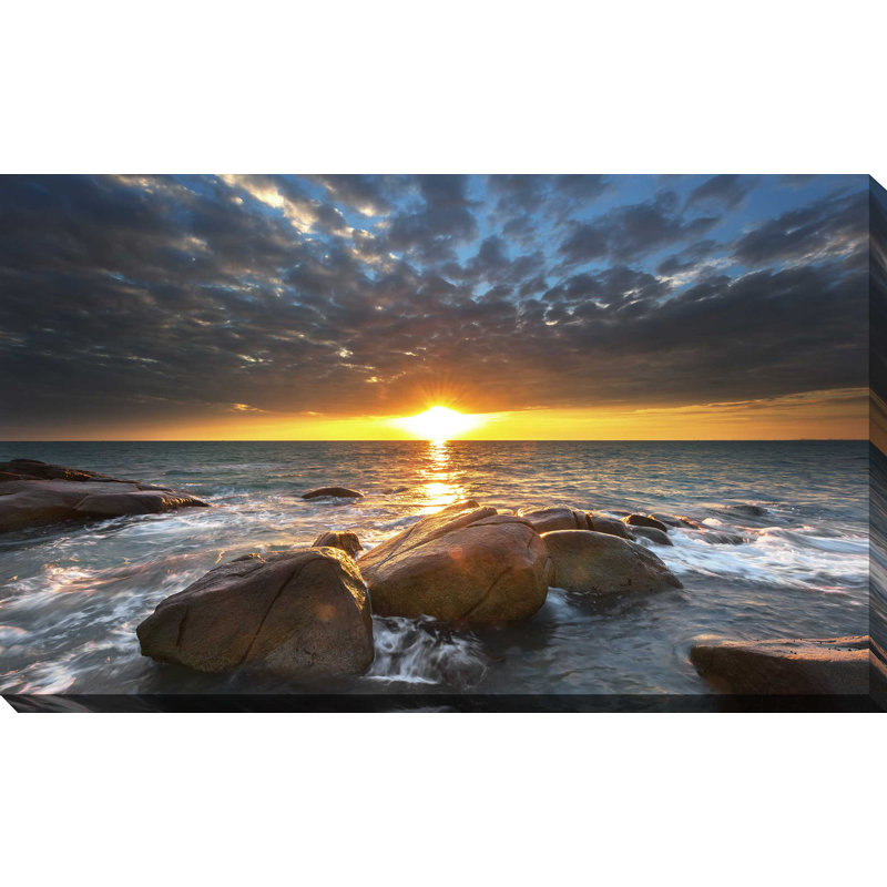 « côtier rocks iii », reproduction de photo sur toile tendue, H 24 po x l 40 po x P 1,5 po
