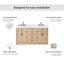 Meuble-lavabo double en bois massif 66 po avec plateau en quartz Carrara de 1,5 po Thornaby-1280306991-1295182540