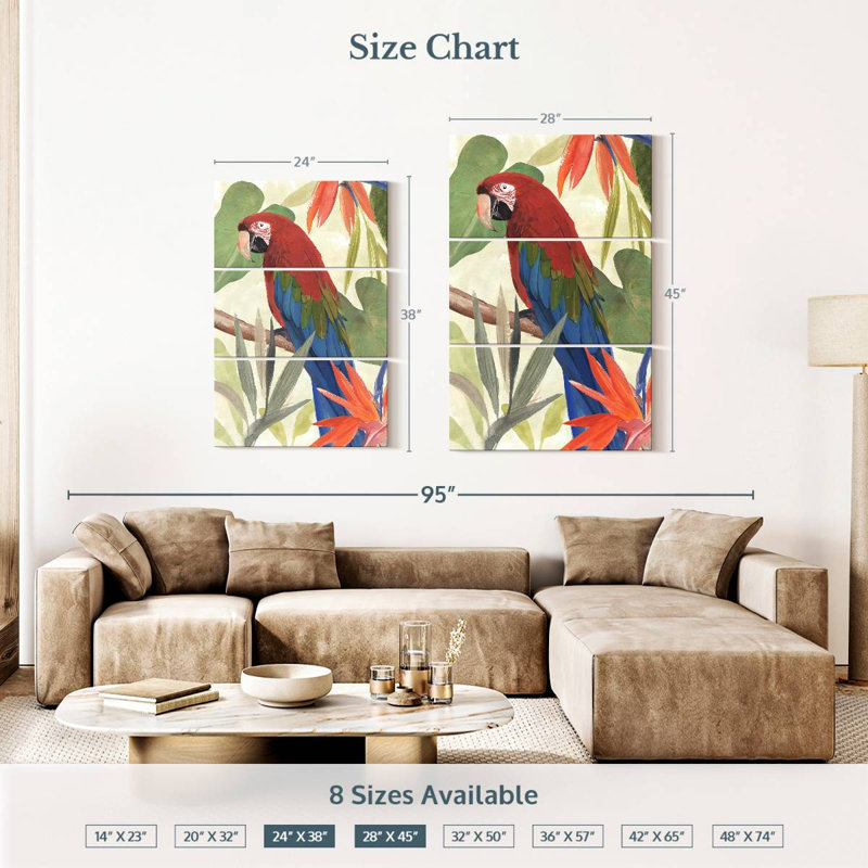Brampt Tropical Parrot Composition III, 38" H x 24" W