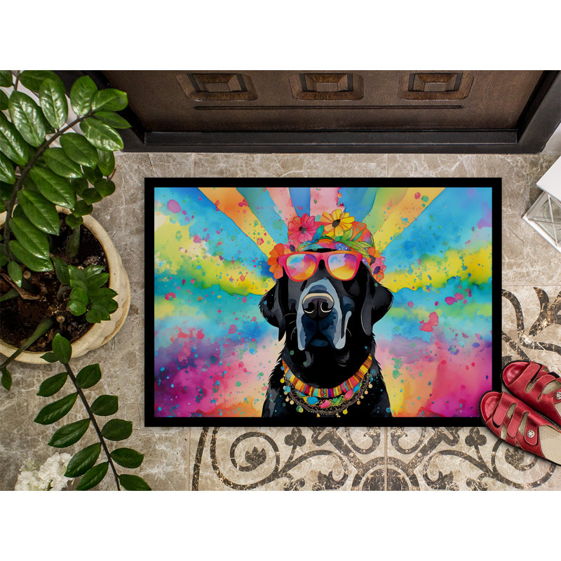 Tapis intérieur / extérieur noir 24 x 36 Hippie Dawg