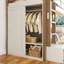 Lit superposé simple au dessus d'un lit simple / simple TG au dessus d'un lit double avec 4 tiroirs de rangement, lit superposé en bois massif avec garde-robe intégrée et garde-corps pleine longueur, sans sommier, beige et naturel