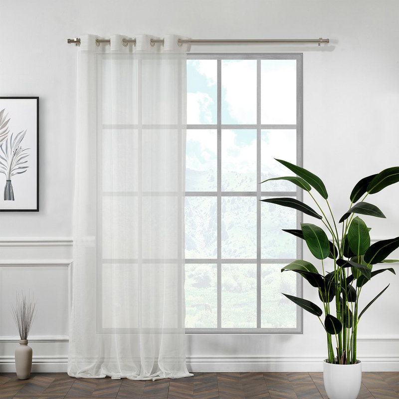 Panneau simple extra long et extra large en faux lin, L 52 po x L 95 po, Crème, crème