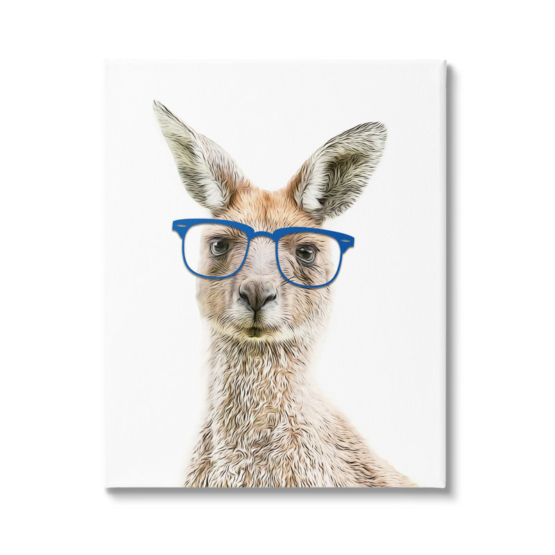 «Kangaroo Blue Hipster Glasses» par Annalisa Latella - impression sur toile tendue, H 30 po x l 24 po x P 1,5 po