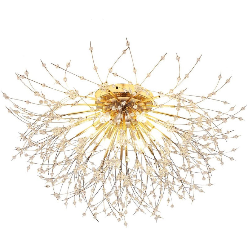 6-Light 62cm Crystal Flush Mount, Gold