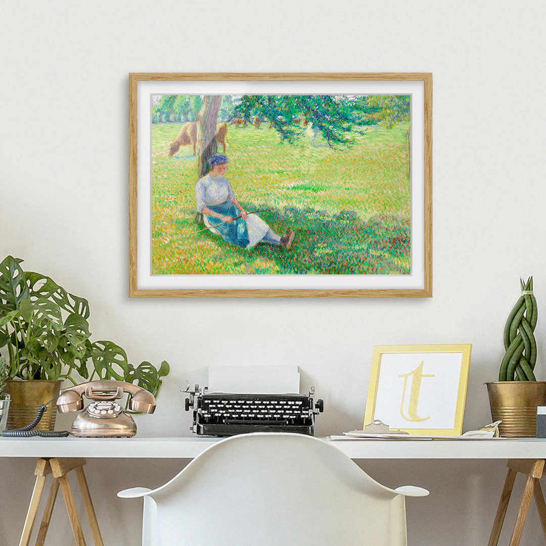 Gerahmtes Poster Cow Herder von Camille Pissarro