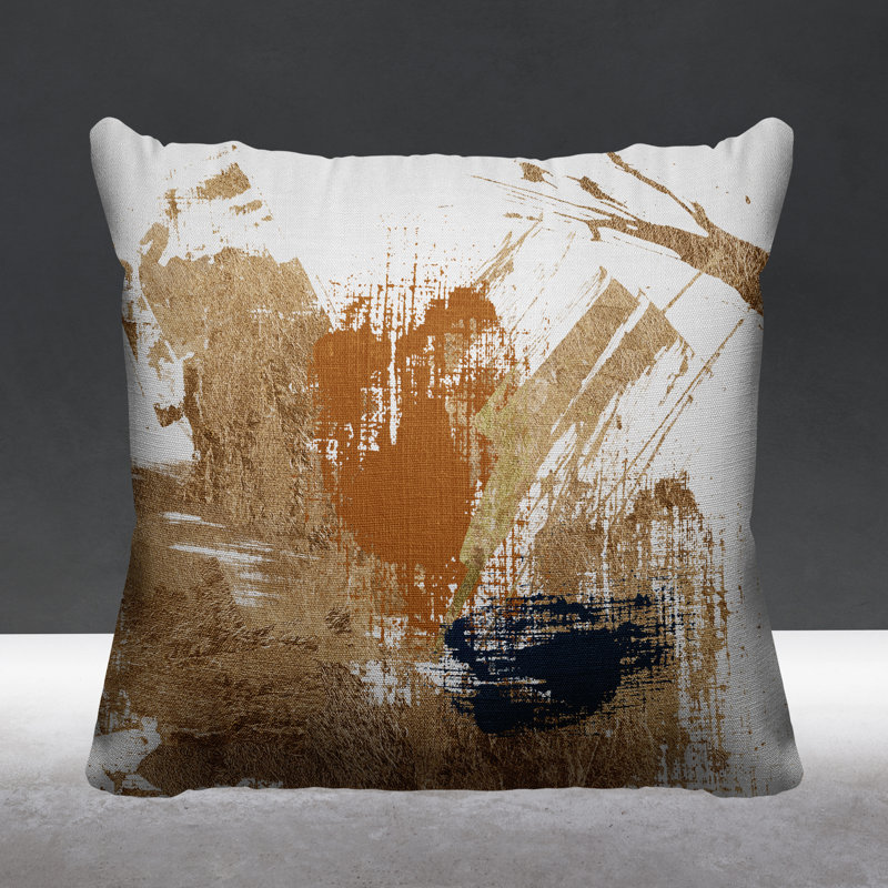 Coussin décoratif intérieur / extérieur Wanda, L 15 po x H 15 po, Jaune / doré / blanc