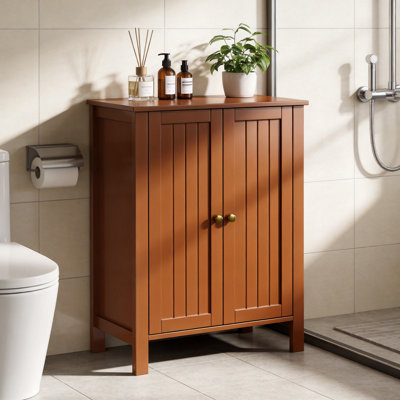 Bathroom Cabinet Brown With Double-Door