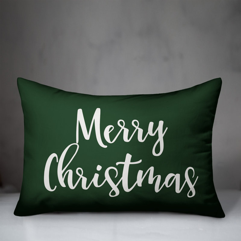  Merry Christmas Pillow Cover & Insert, Dark Green