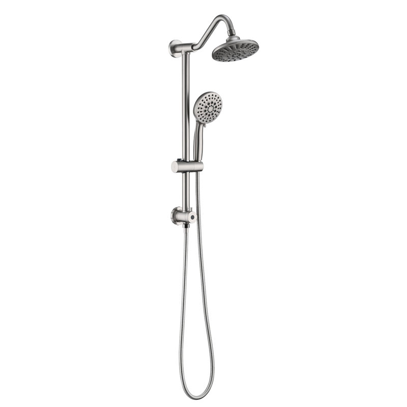 Brushed Nickel Shower With 6 Inch Rain Head And Handheld, Creating A Spa-Like Experience 2.5 Gpm Flow Rate, Handheld For Enhanced