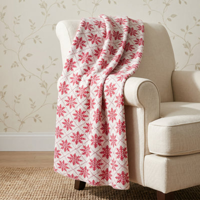 Elegant Cotton Knit Snowflake Throw